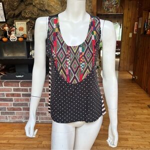 TINY Anthropologie Multicolor Geometric Embroidered Patterned Women's Tank